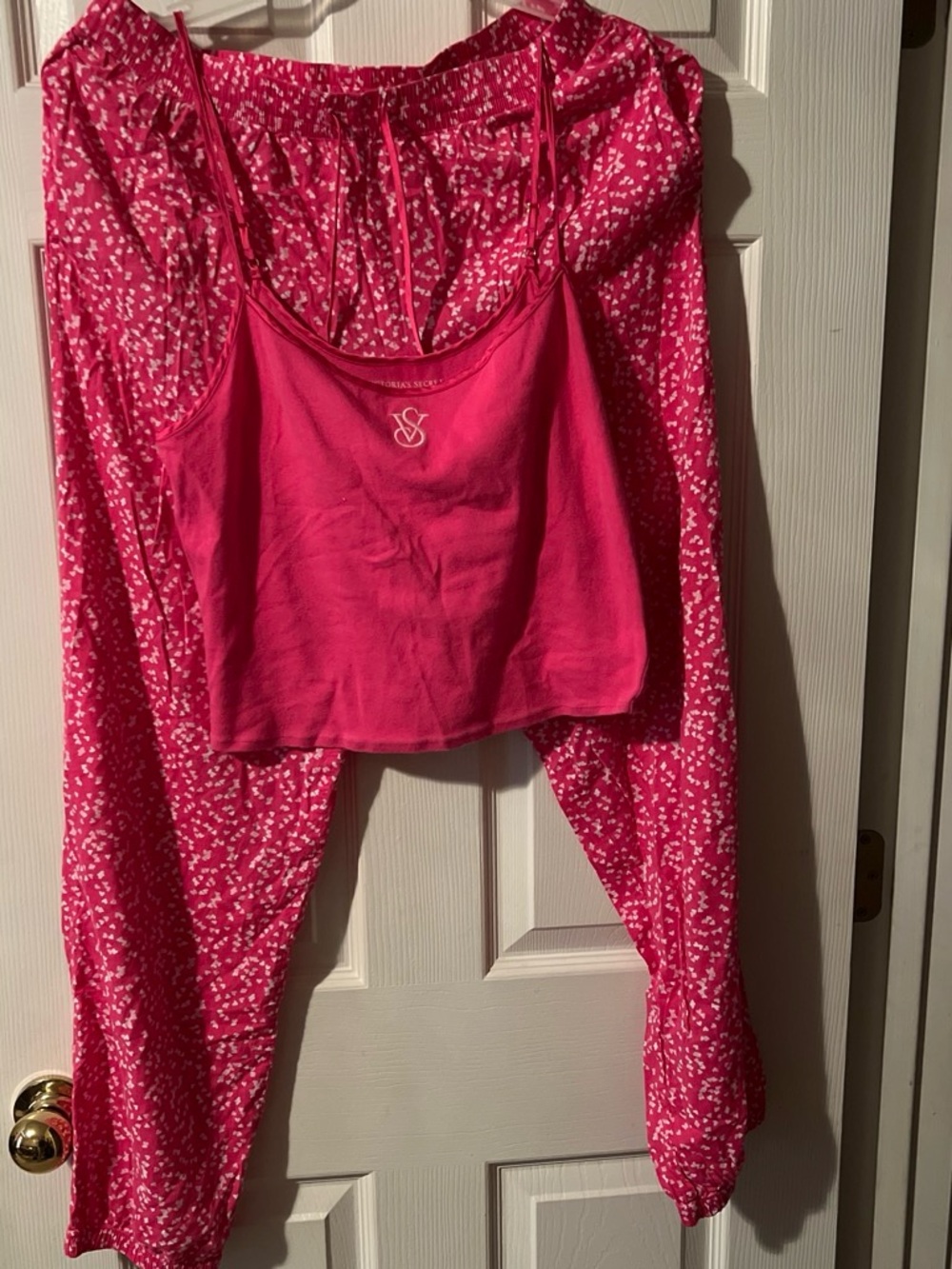 Victoria's Secret Hot Pink Floral-Print Camisole & Pants Sleep Set